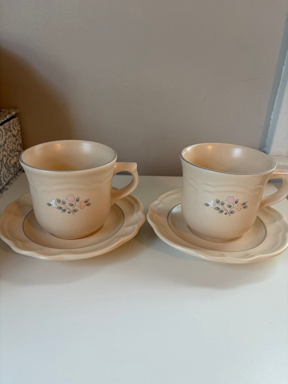 Pfaltzgraff Remembrance Coffee Tea Cups & Saucers Set of 2 Vintage USA